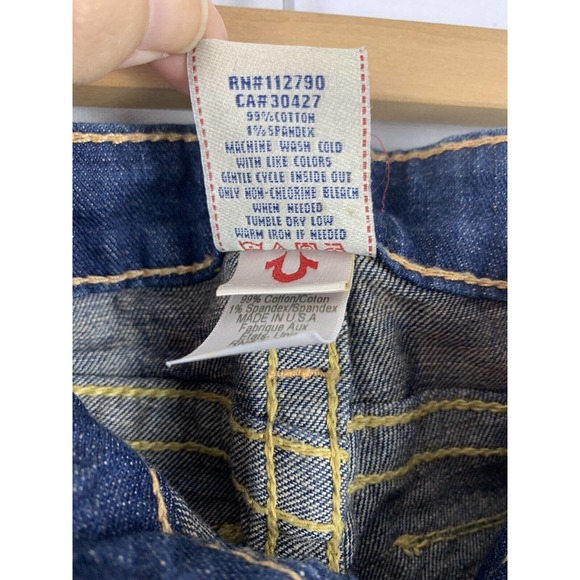 TRUE RELIGION Jeans STRETCH STRAIGHT W/ PAVE CRYSTAL on Front & back SIZE 28 - Picture 6 of 10